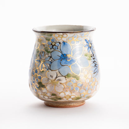 【清水焼】湯呑　花まつり 青　俊山窯 KOTOPOTTER