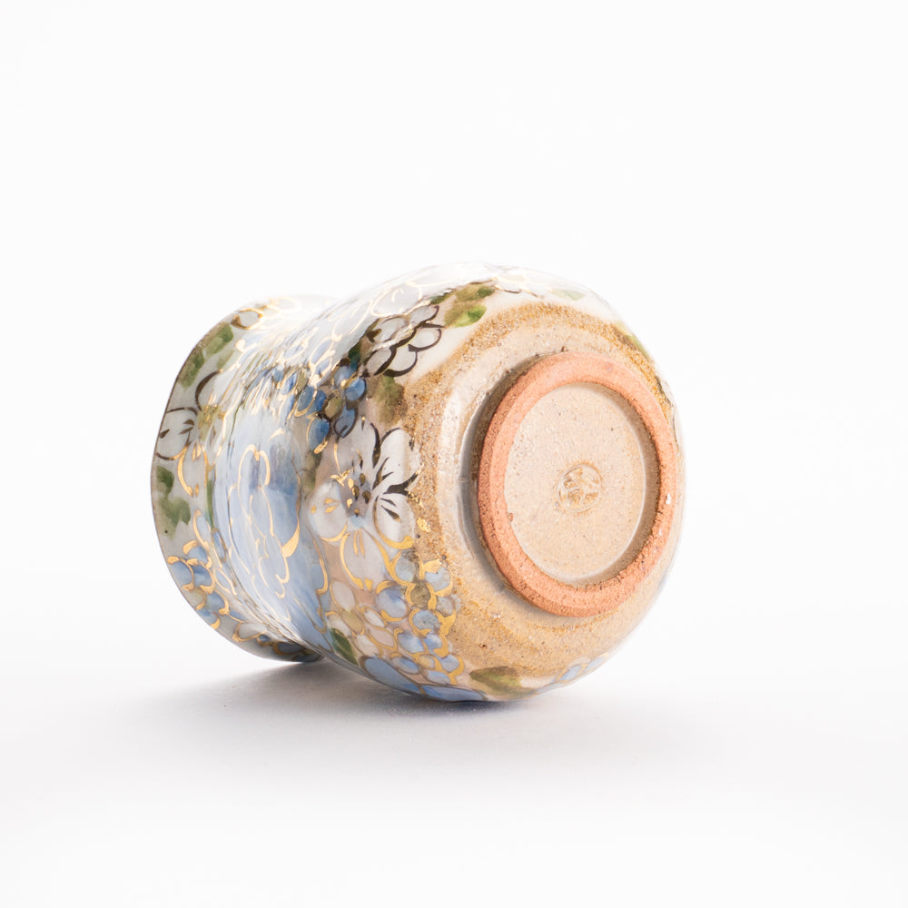 【清水焼】湯呑　花まつり 青　俊山窯 KOTOPOTTER