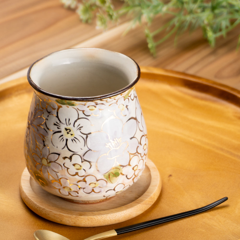 【清水焼】湯呑　花まつり 紫　俊山窯 KOTOPOTTER