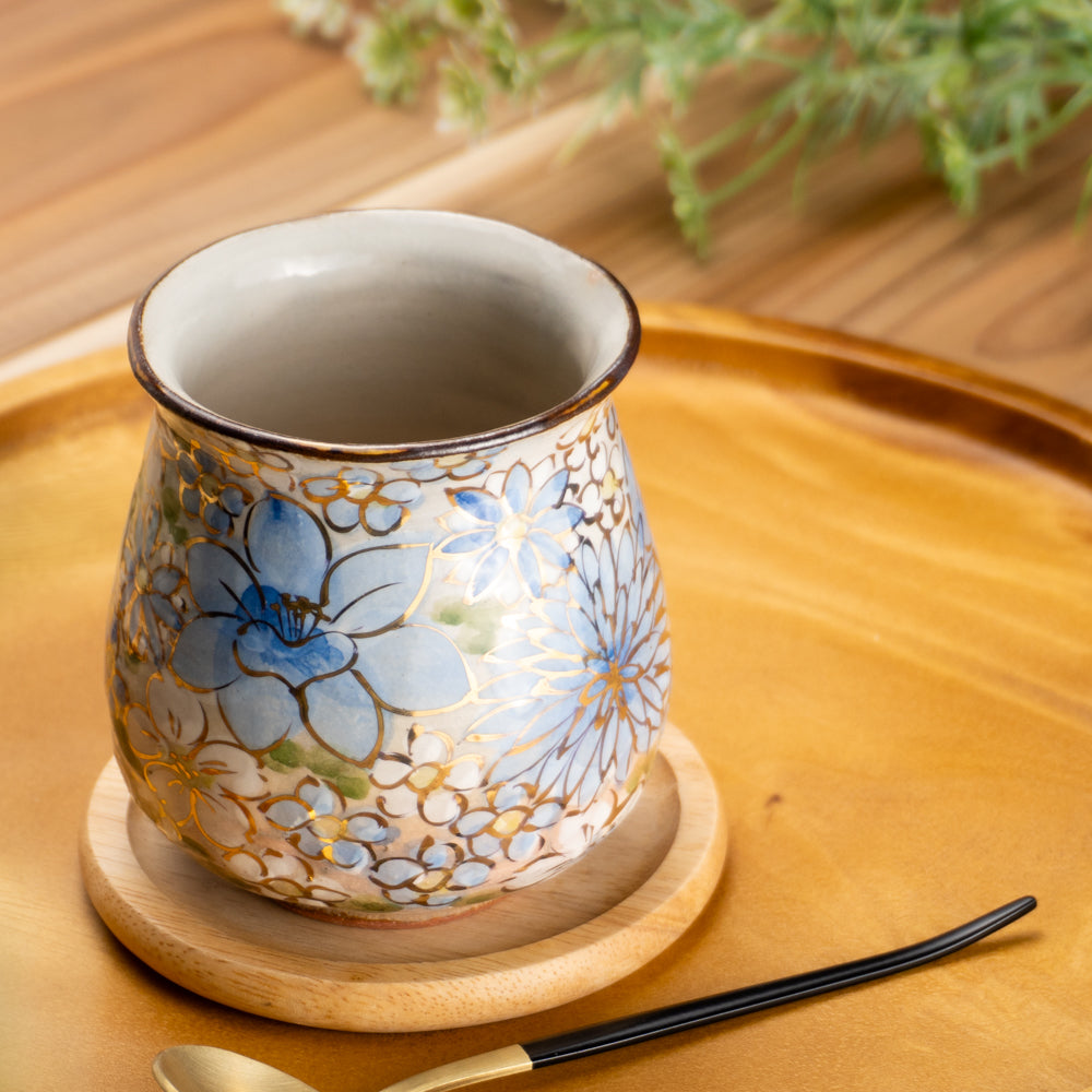 【清水焼】湯呑　花まつり 青　俊山窯 KOTOPOTTER