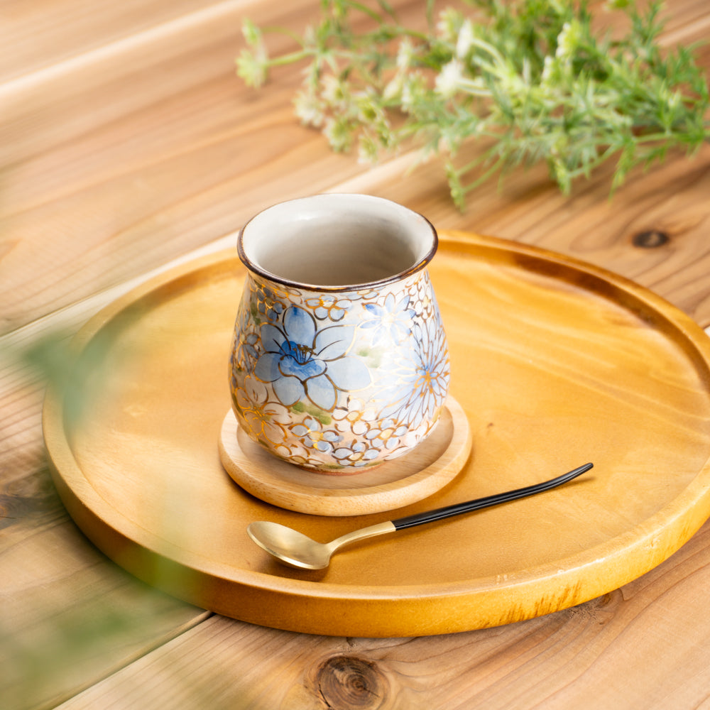 【清水焼】湯呑　花まつり 青　俊山窯 KOTOPOTTER