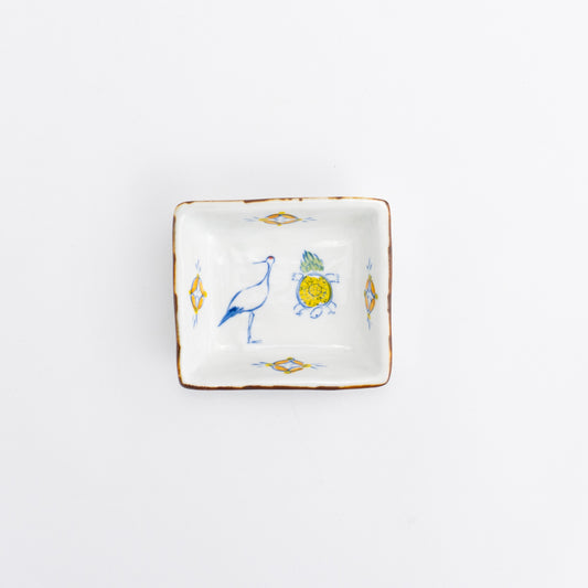 豆角鉢　鶴亀　タナカ製陶 - Handcrafted Japanese pottery from Kyoto - Kyo ware / Kiyomizu ware.