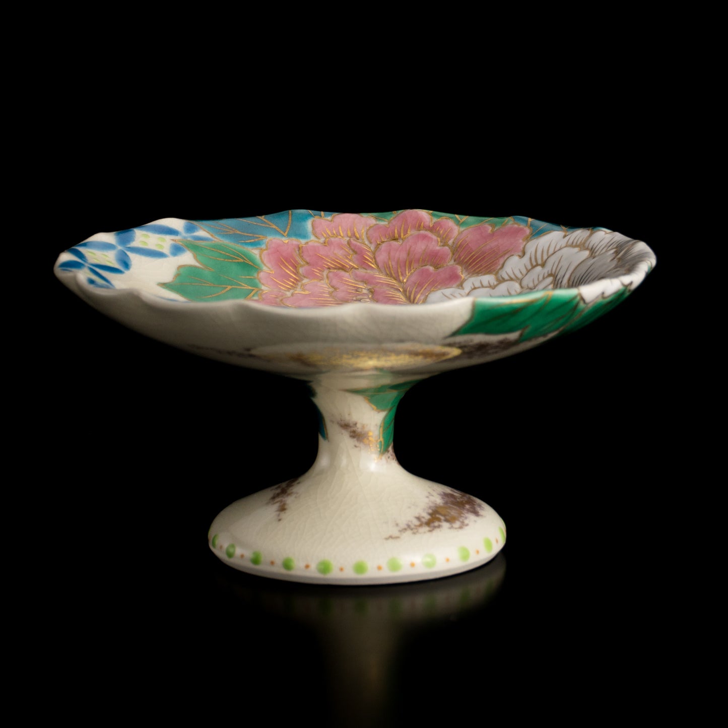 高台小皿　金彩七宝絵"牡丹"　清水幹子 KOTOPOTTER