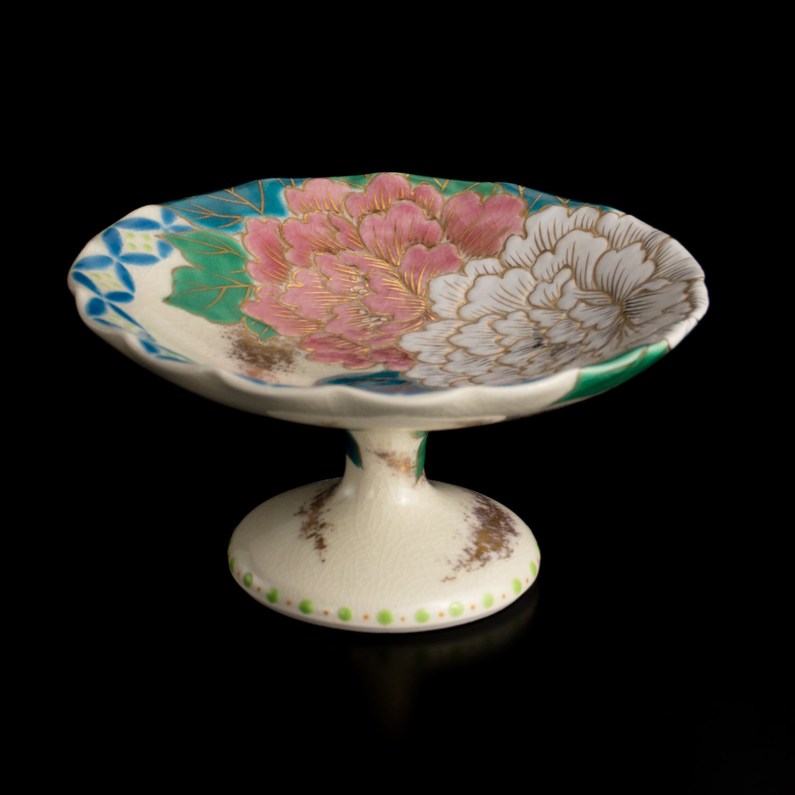 高台小皿　金彩七宝絵"牡丹"　清水幹子 KOTOPOTTER