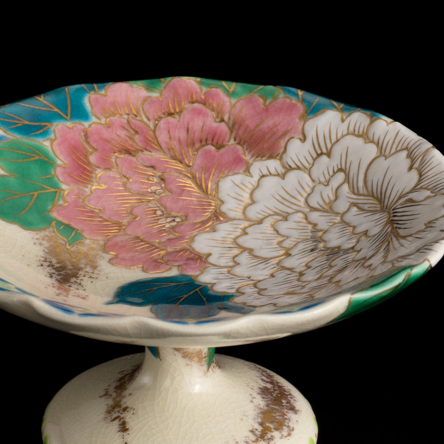 高台小皿　金彩七宝絵"牡丹"　清水幹子 KOTOPOTTER