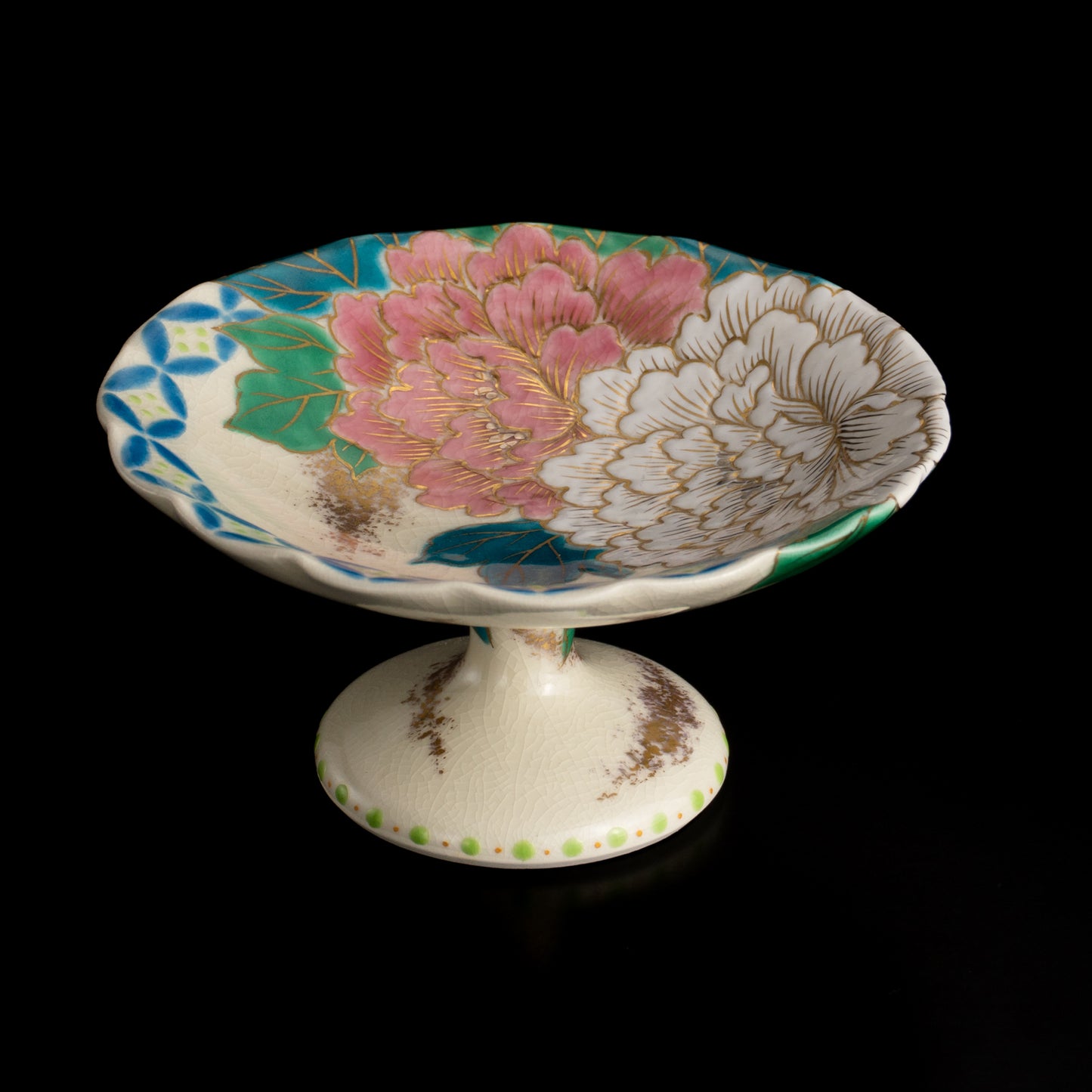 高台小皿　金彩七宝絵"牡丹"　清水幹子 KOTOPOTTER
