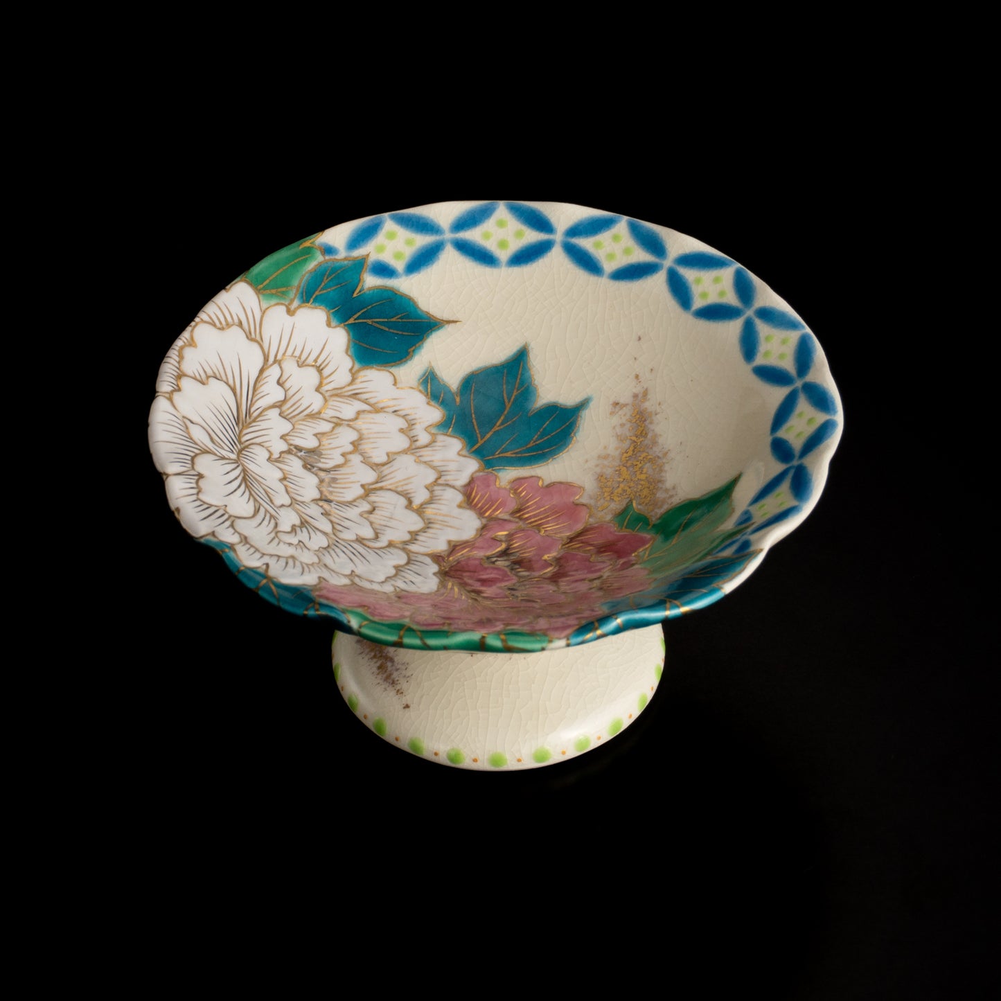 高台小皿　金彩七宝絵"牡丹"　清水幹子 KOTOPOTTER