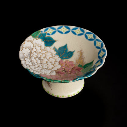 高台小皿　金彩七宝絵"牡丹"　清水幹子 KOTOPOTTER