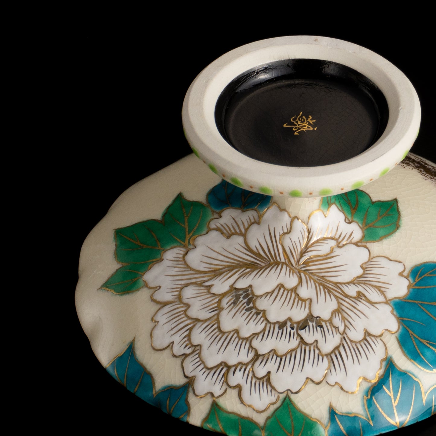 高台小皿　金彩七宝絵"牡丹"　清水幹子 KOTOPOTTER