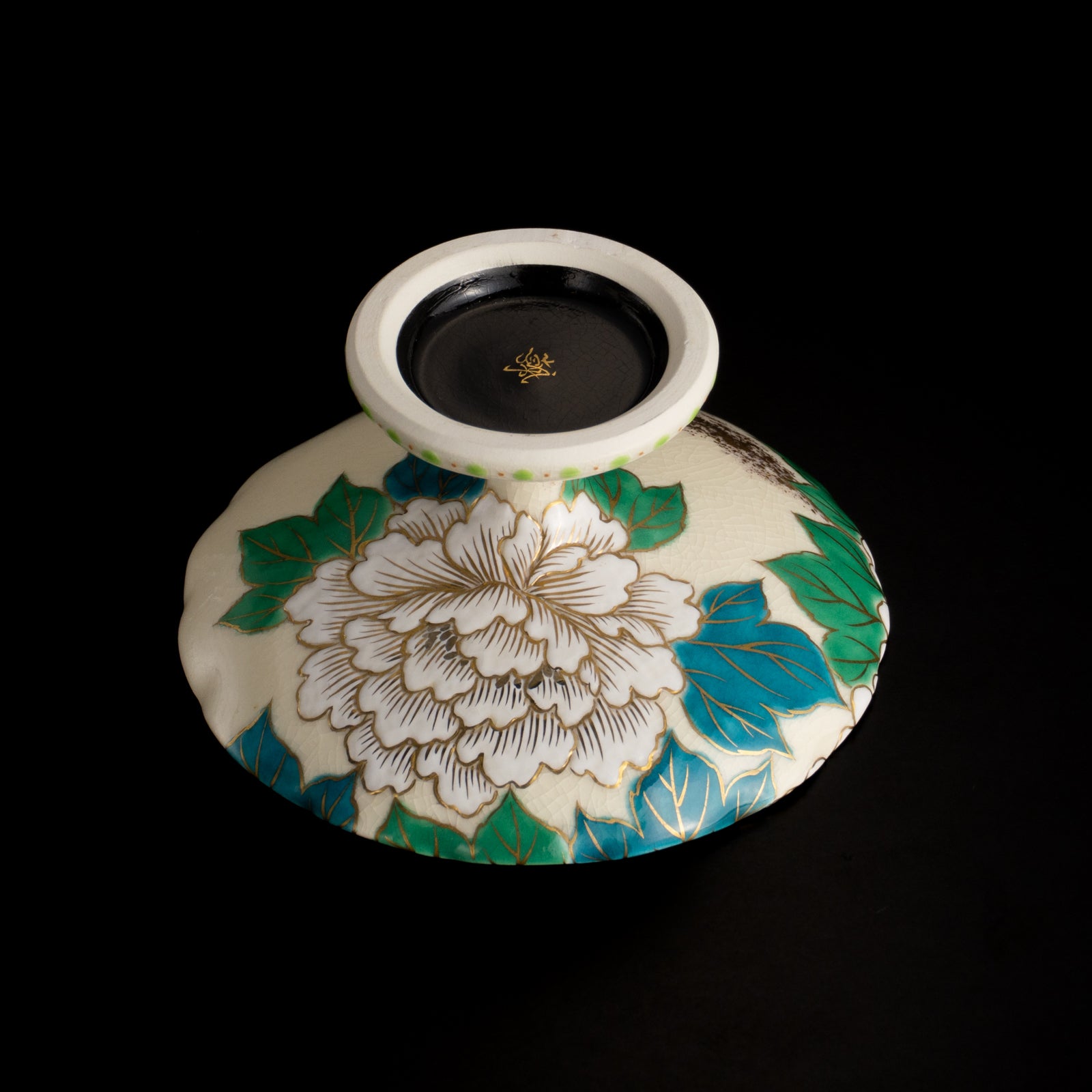 高台小皿　金彩七宝絵"牡丹"　清水幹子 KOTOPOTTER