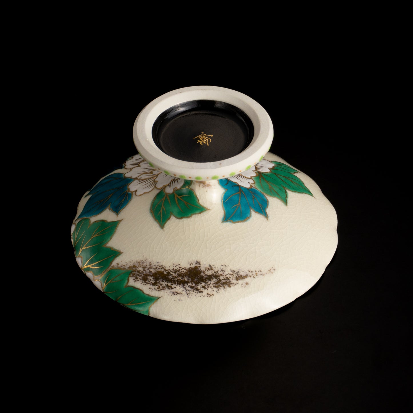 高台小皿　金彩七宝絵"牡丹"　清水幹子 KOTOPOTTER