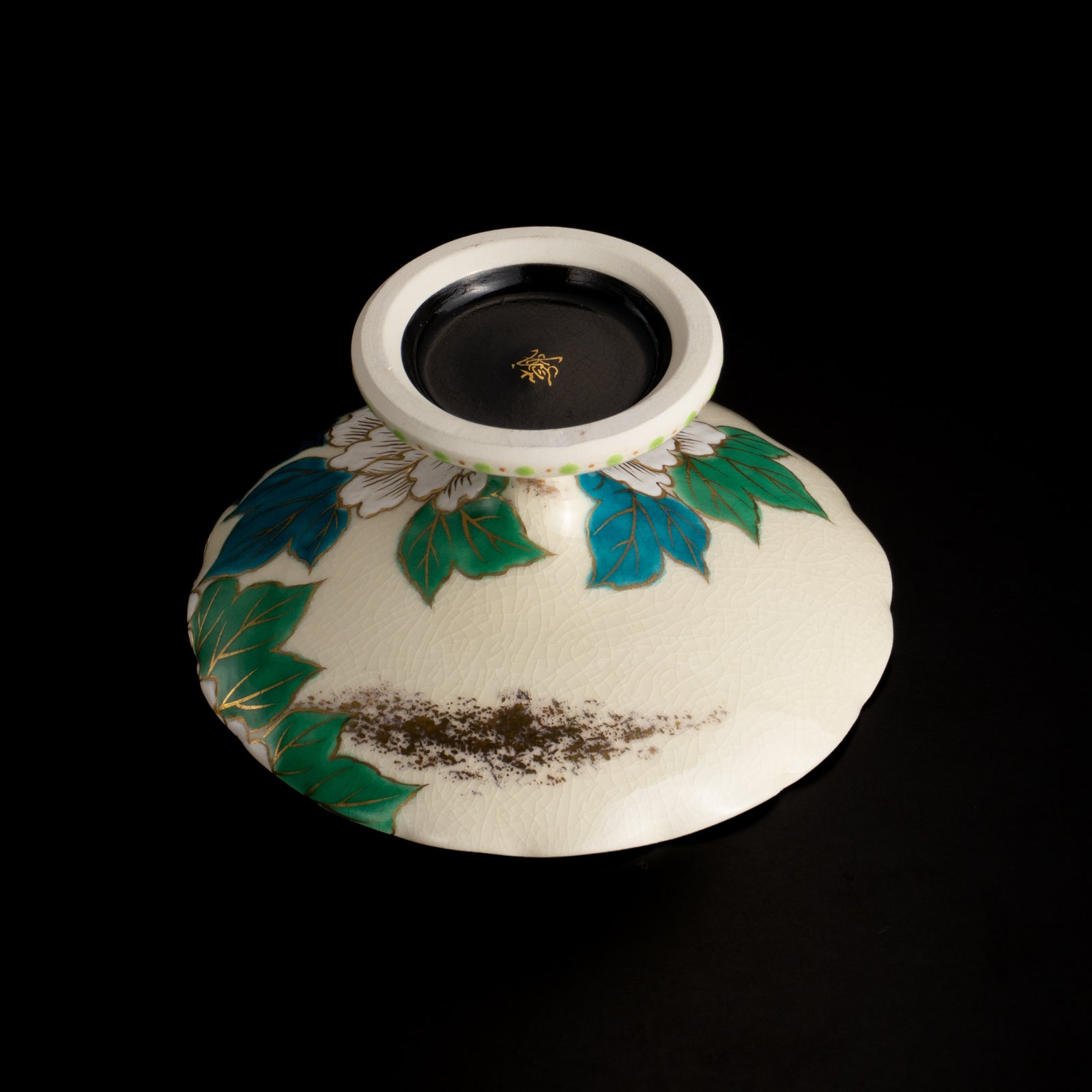 高台小皿　金彩七宝絵"牡丹"　清水幹子 KOTOPOTTER