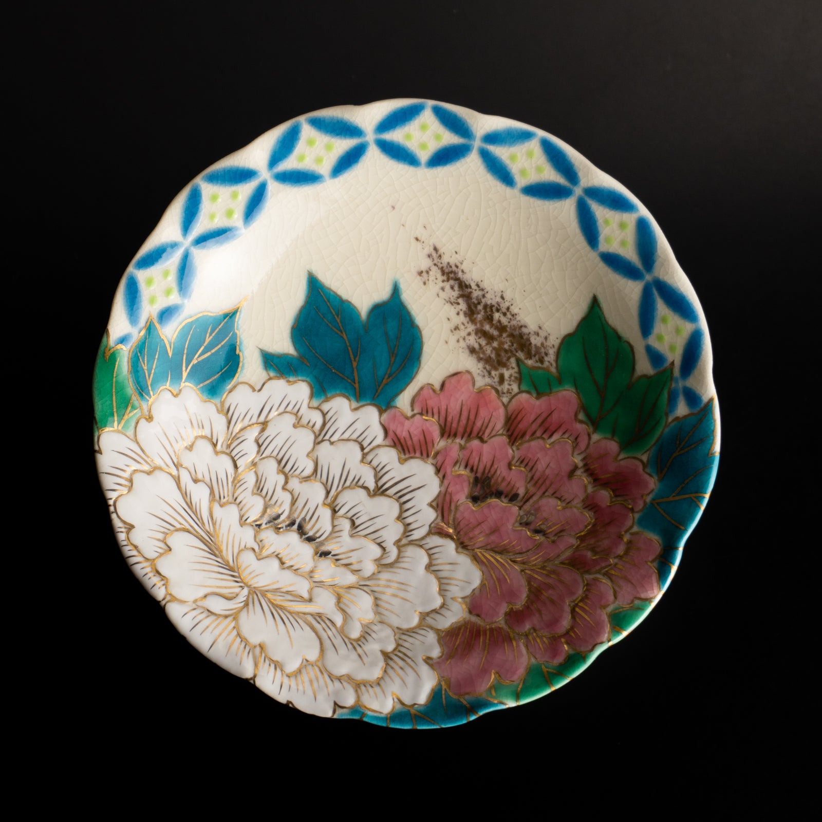 高台小皿　金彩七宝絵"牡丹"　清水幹子 KOTOPOTTER