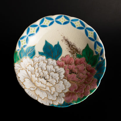高台小皿　金彩七宝絵"牡丹"　清水幹子 KOTOPOTTER