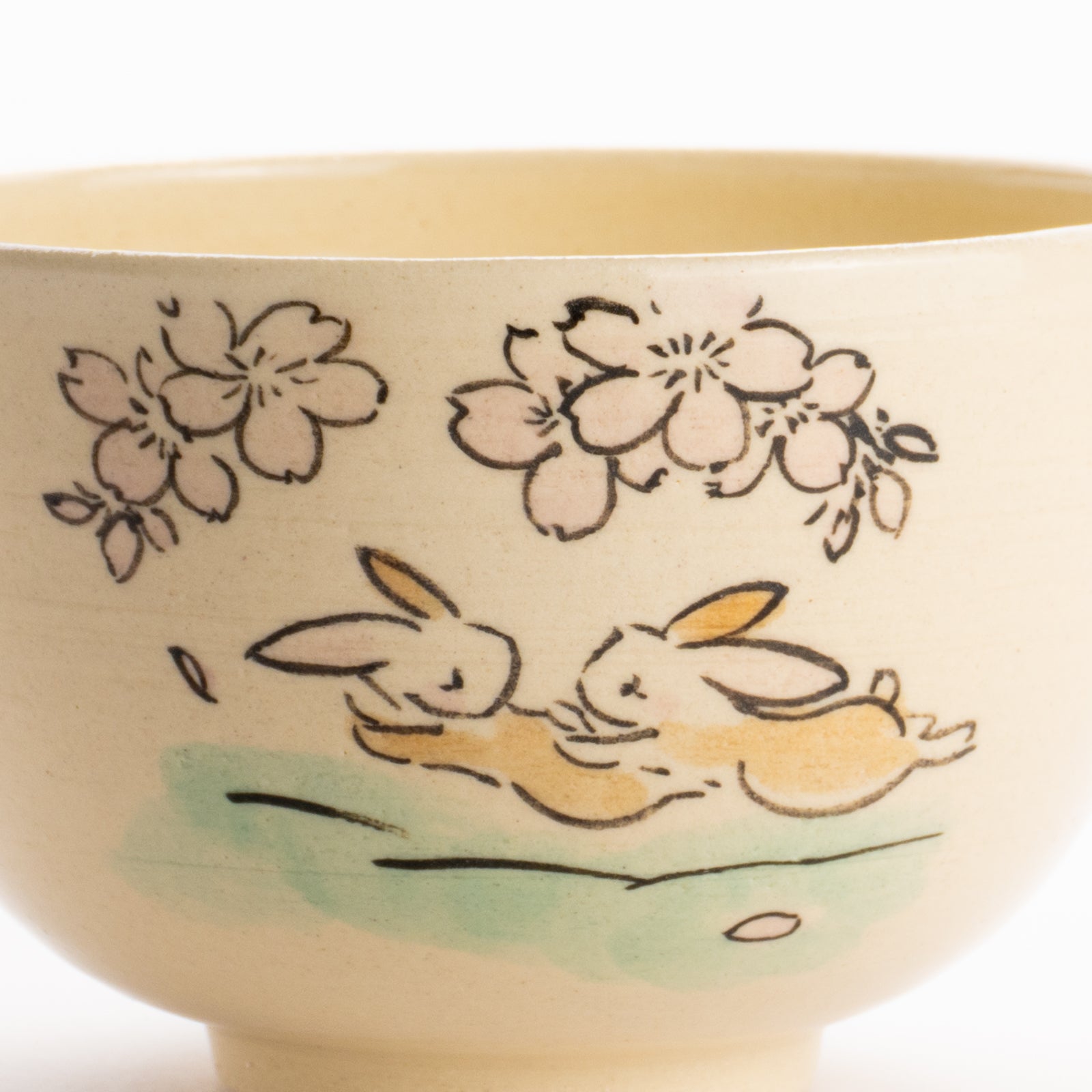京都 清水焼】抹茶碗 仲良しうさぎ「富士山と桜」 工房咲楽｜コトポッター