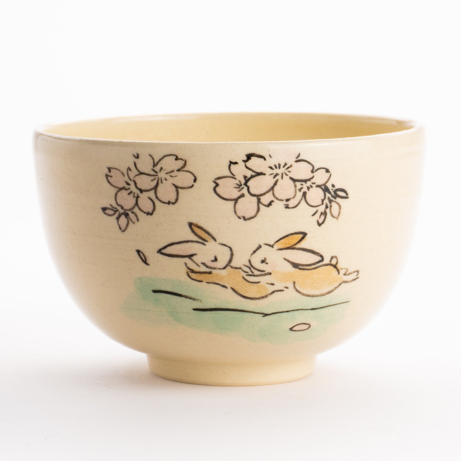 京都 清水焼】抹茶碗 仲良しうさぎ「富士山と桜」 工房咲楽｜コトポッター