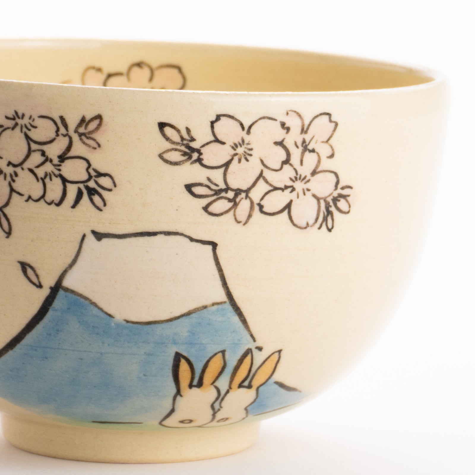 京都 清水焼】抹茶碗 仲良しうさぎ「富士山と桜」 工房咲楽｜コトポッター