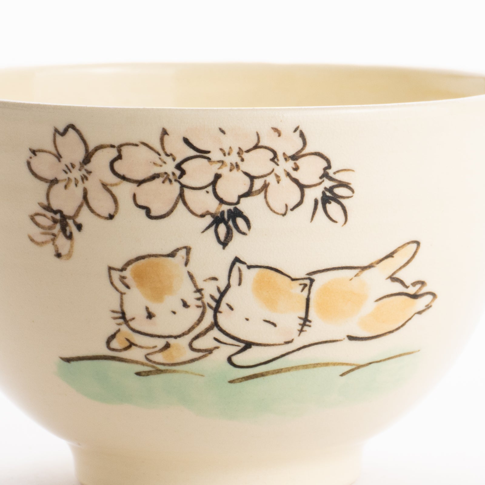 京都 清水焼】抹茶碗 仲良し猫「富士山と桜」 工房咲楽｜コトポッター