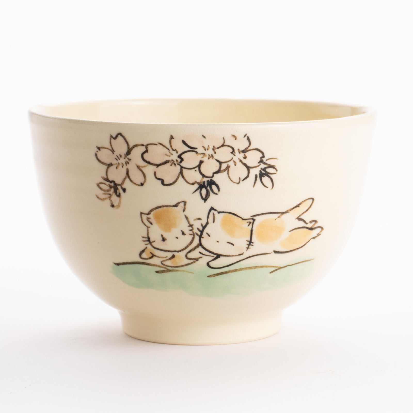 京都 清水焼】抹茶碗 仲良し猫「富士山と桜」 工房咲楽｜コトポッター