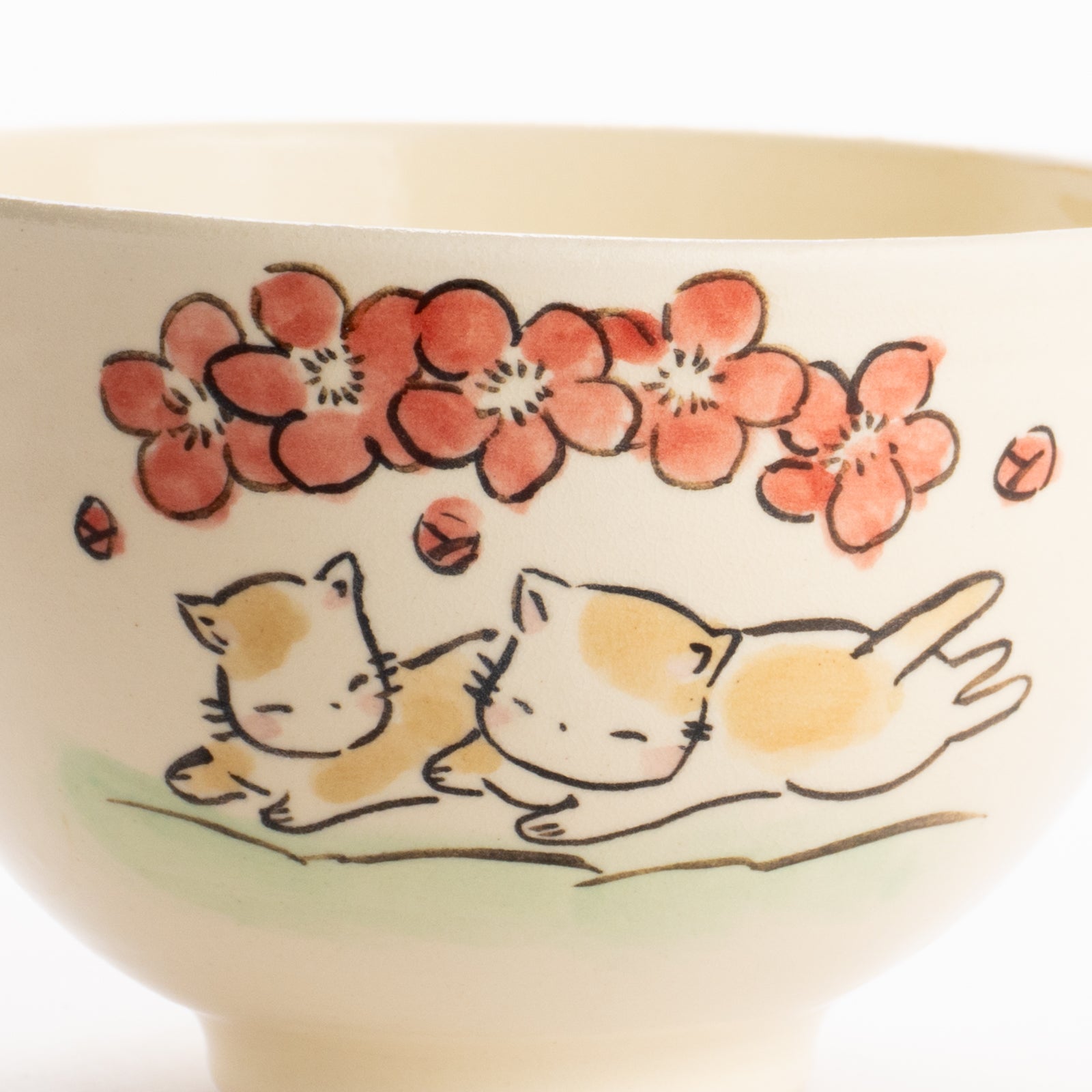 清丸様 まとめご依頼品 抹茶碗 仲良し猫「富士山と梅」 工房咲楽｜コトポッター