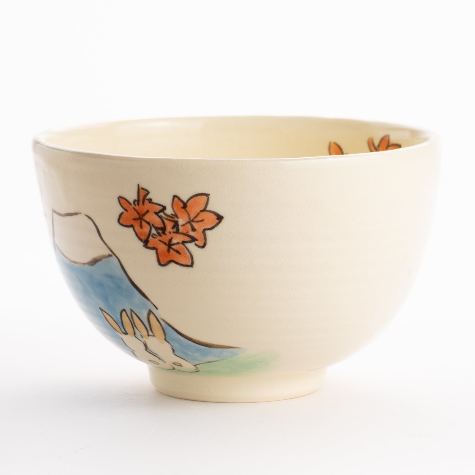 抹茶碗 仲良しうさぎ「富士山と紅葉」 工房咲楽｜コトポッター