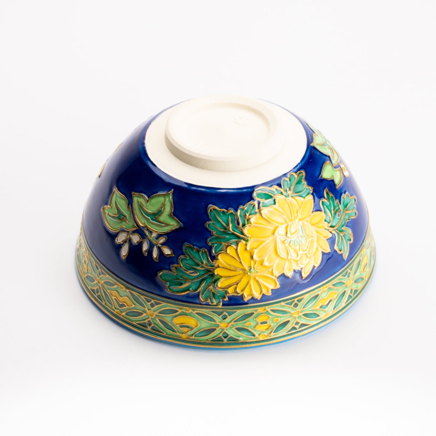 抹茶碗　紺青交趾"菊桐"　山本一如 KOTOPOTTER