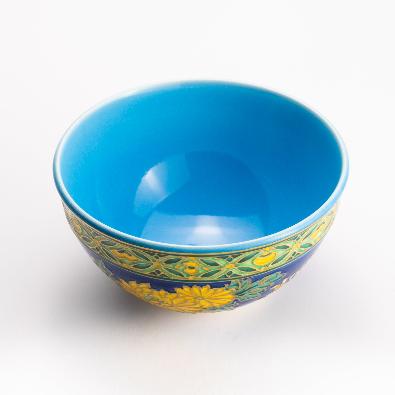 抹茶碗　紺青交趾"菊桐"　山本一如 KOTOPOTTER