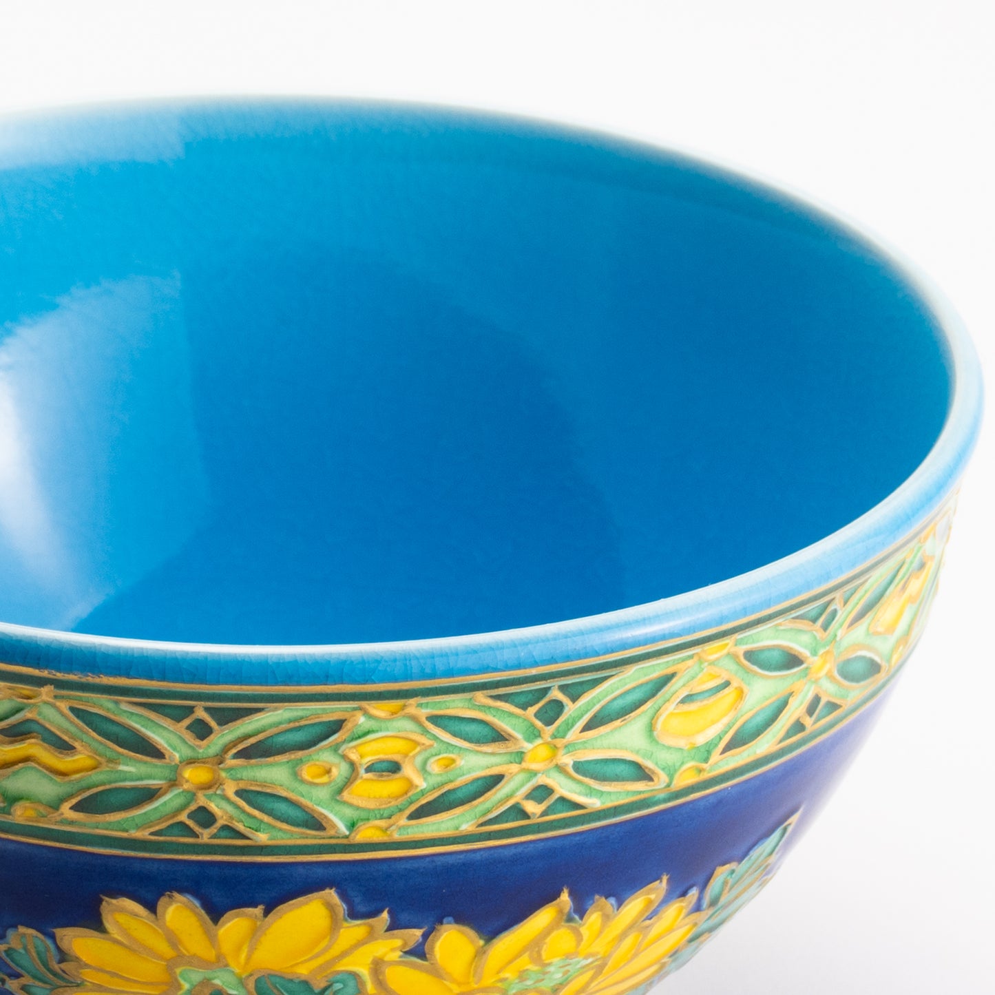 抹茶碗　紺青交趾"菊桐"　山本一如 KOTOPOTTER