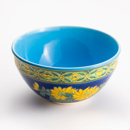 抹茶碗　紺青交趾"菊桐"　山本一如 KOTOPOTTER