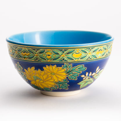 抹茶碗　紺青交趾"菊桐"　山本一如 KOTOPOTTER