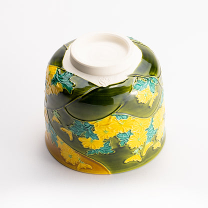 抹茶碗　古代黄交趾 "菊"　山本一如 KOTOPOTTER