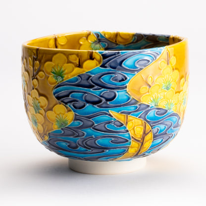 抹茶碗　梅に観世水　山本一如 KOTOPOTTER