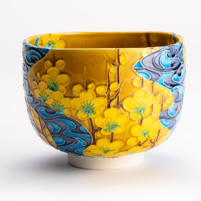 抹茶碗　梅に観世水　山本一如 KOTOPOTTER