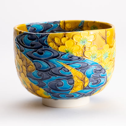 抹茶碗　梅に観世水　山本一如 KOTOPOTTER