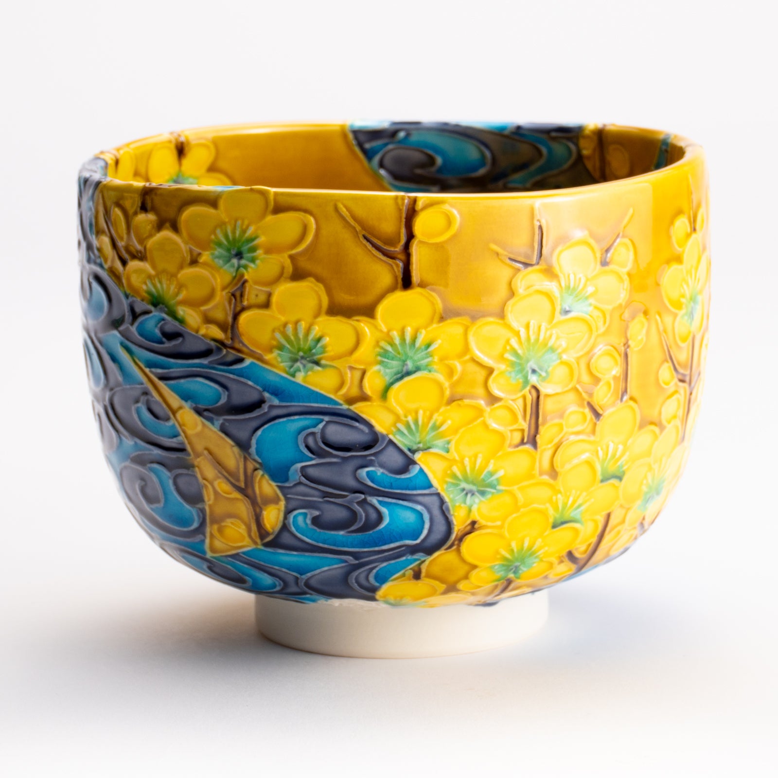 抹茶碗　梅に観世水　山本一如 KOTOPOTTER