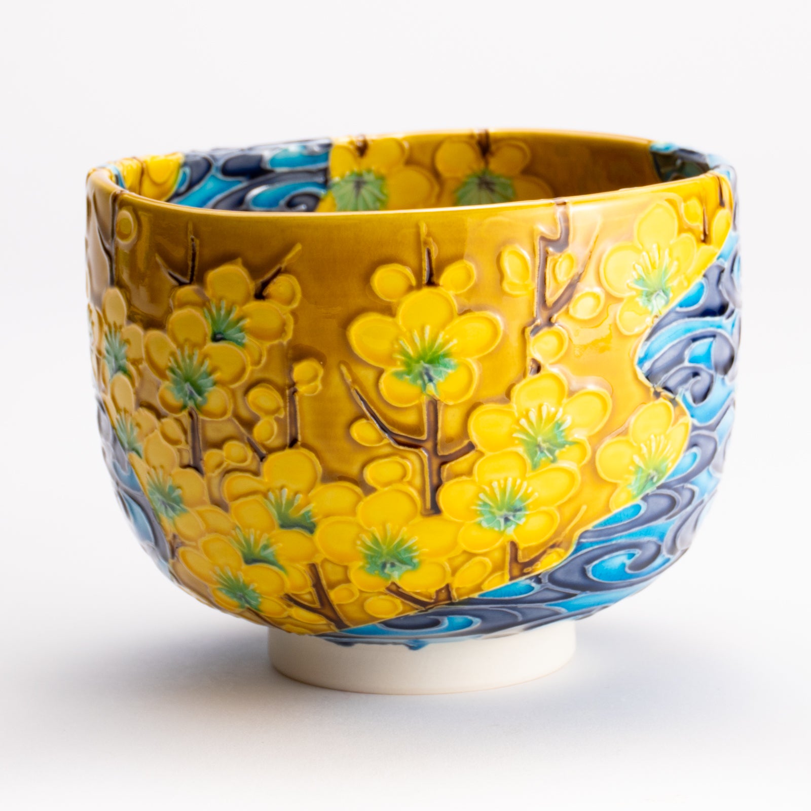 抹茶碗　梅に観世水　山本一如 KOTOPOTTER