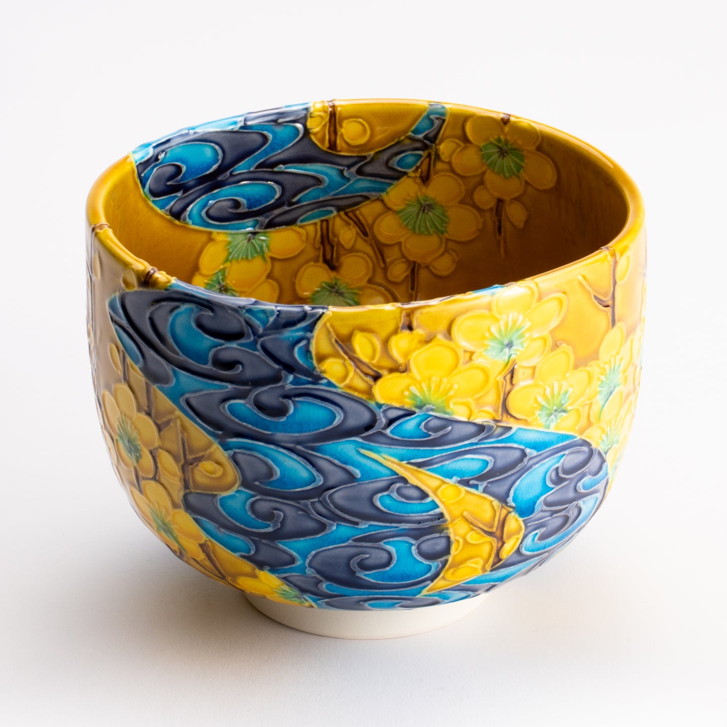 抹茶碗　梅に観世水　山本一如 KOTOPOTTER