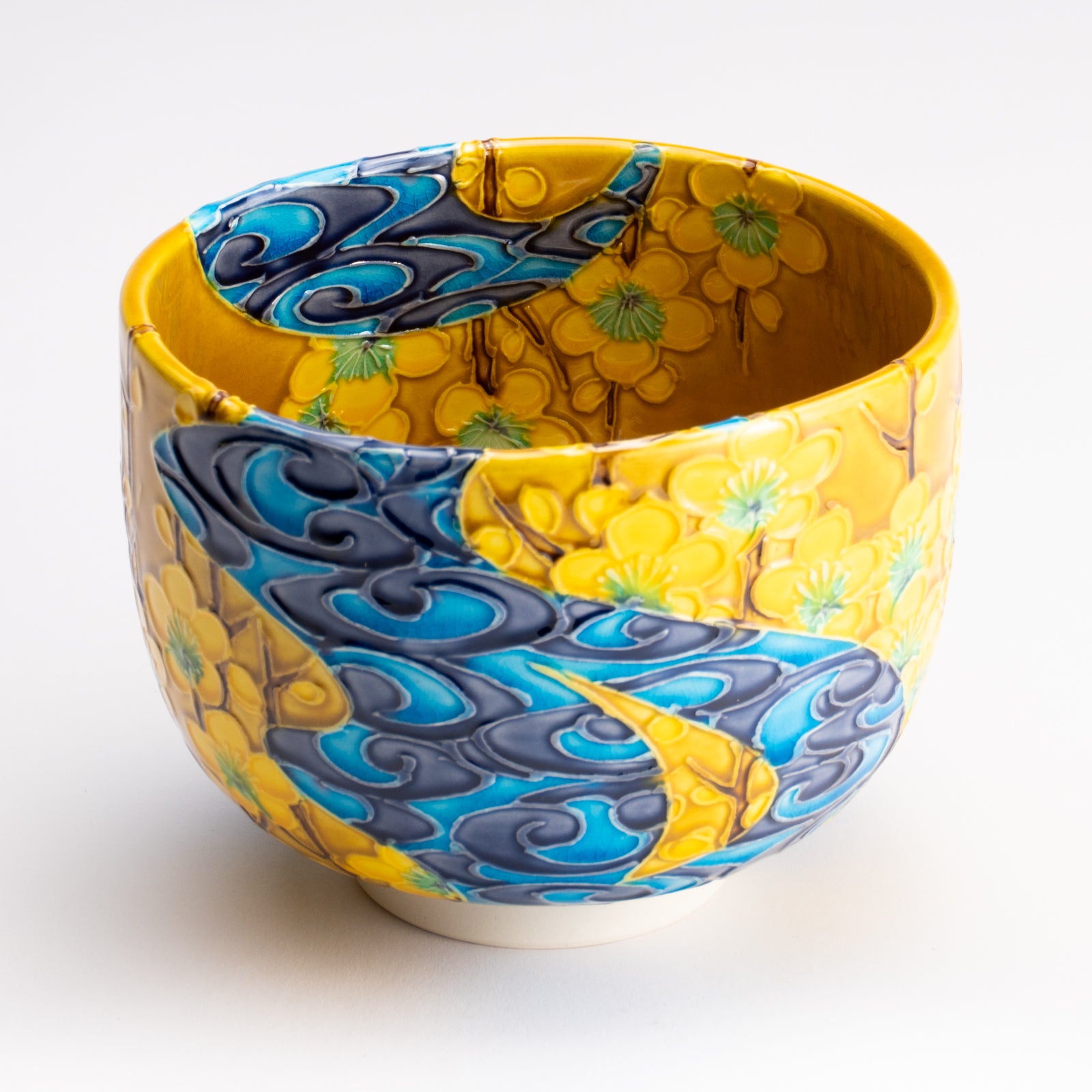 抹茶碗　梅に観世水　山本一如 KOTOPOTTER