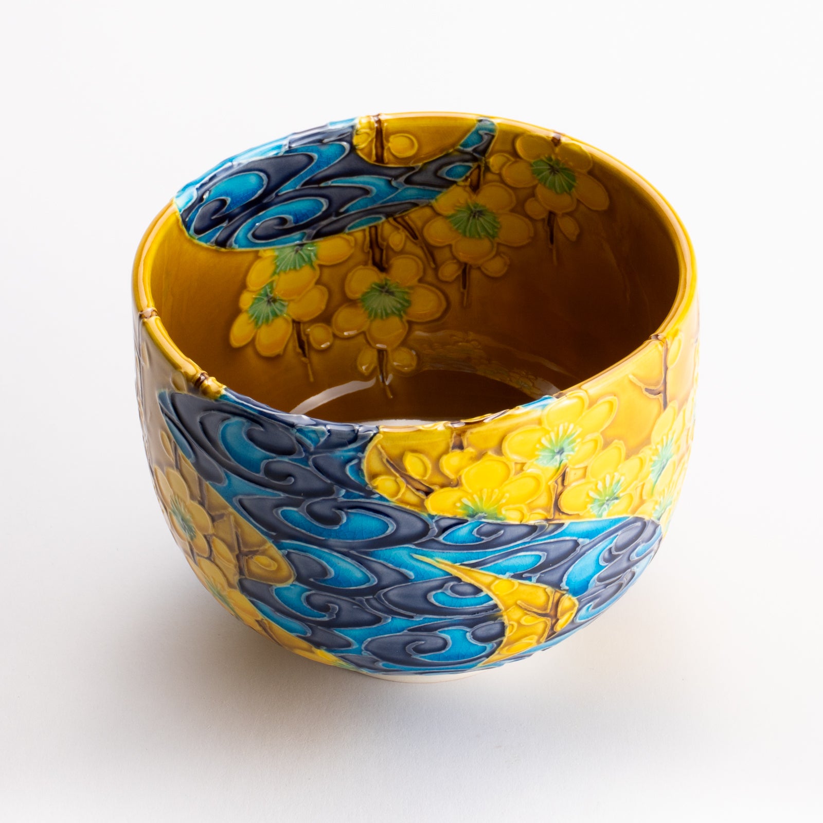 抹茶碗　梅に観世水　山本一如 KOTOPOTTER