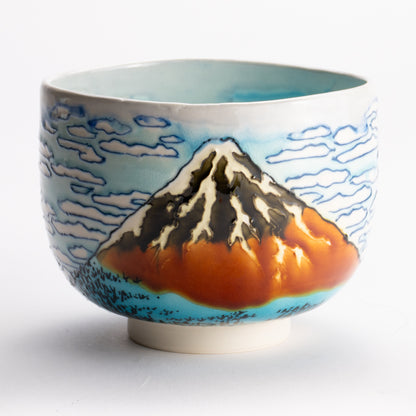 抹茶碗　富嶽三十六景 "凱風快晴"　山本一如 KOTOPOTTER