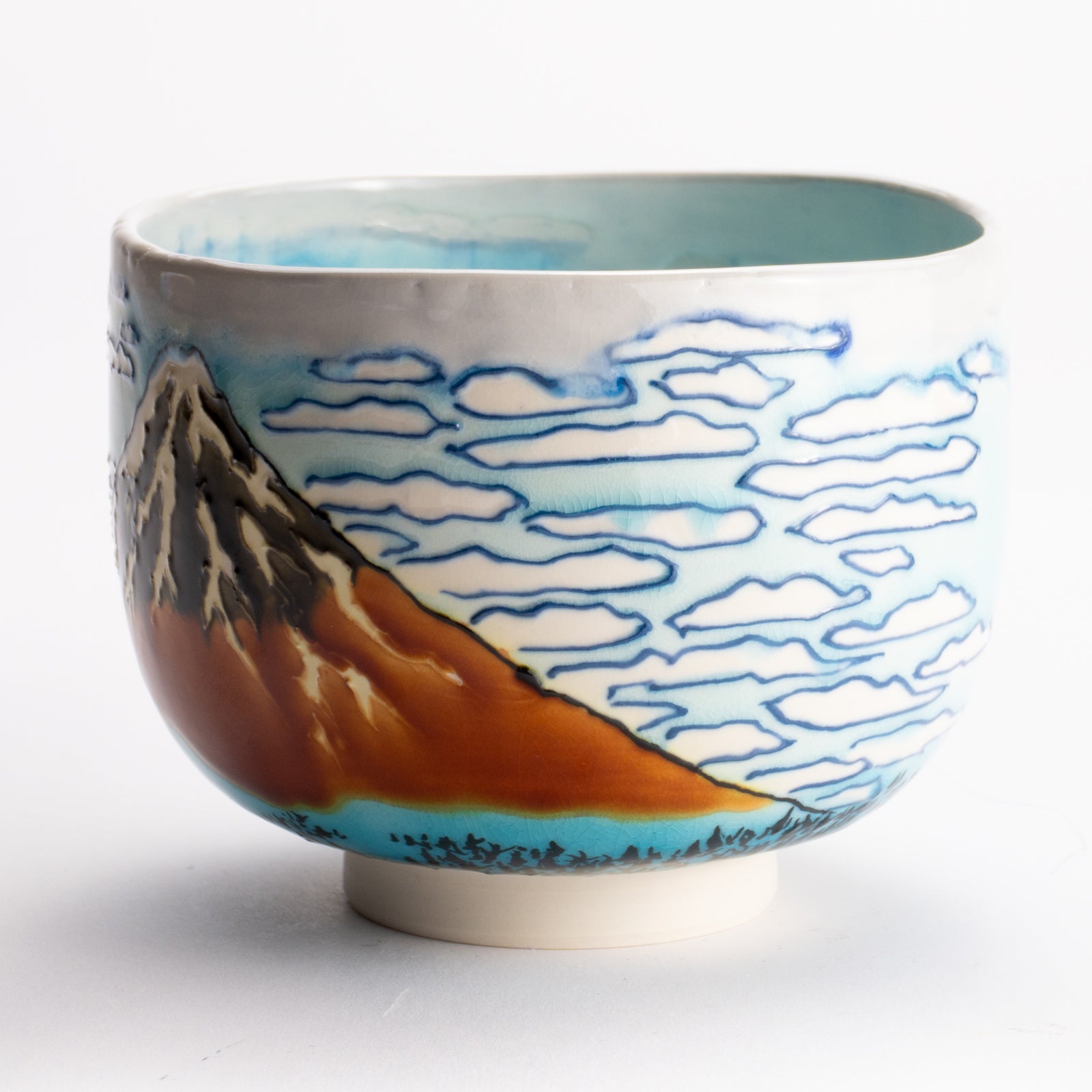 京都清水烧抹茶碗《富岳三十六景·凯风快晴》｜山本一如｜KOTOPOTTER