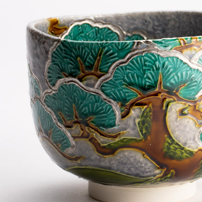 抹茶碗　淡紫交趾 "老松"　山本一如 KOTOPOTTER