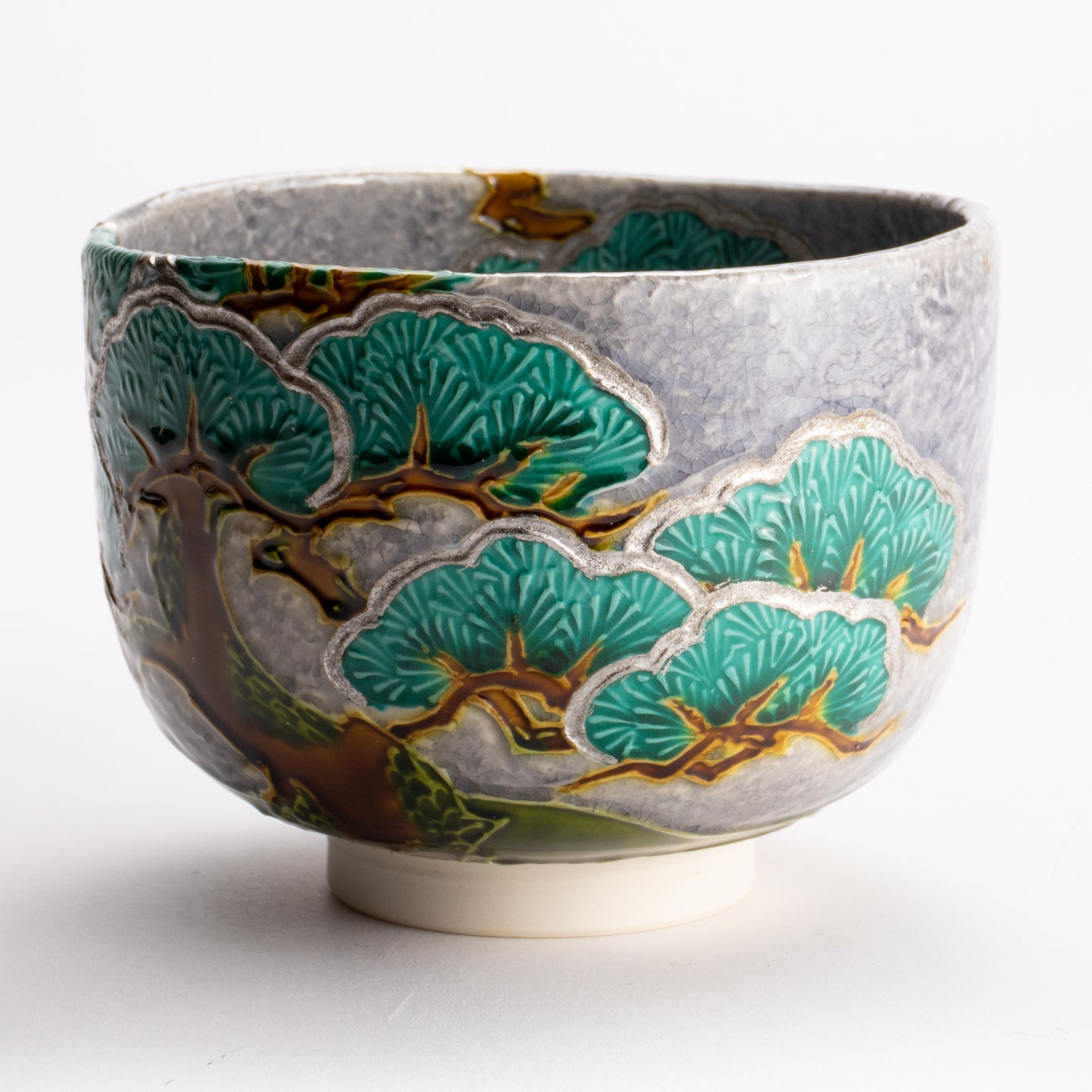 抹茶碗　淡紫交趾 "老松"　山本一如 KOTOPOTTER