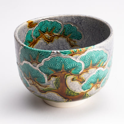 抹茶碗　淡紫交趾 "老松"　山本一如 KOTOPOTTER