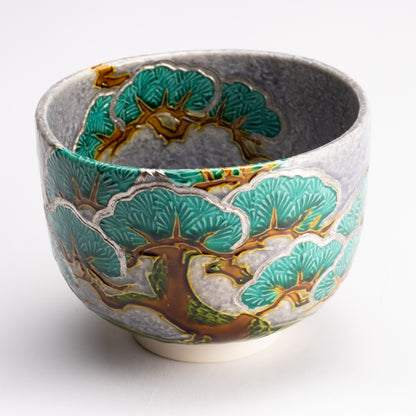抹茶碗　淡紫交趾 "老松"　山本一如 KOTOPOTTER
