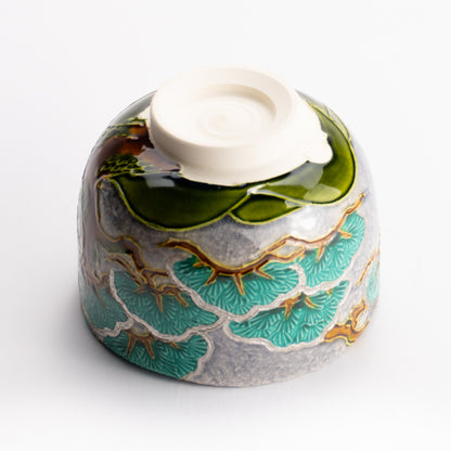 抹茶碗　淡紫交趾 "老松"　山本一如 KOTOPOTTER