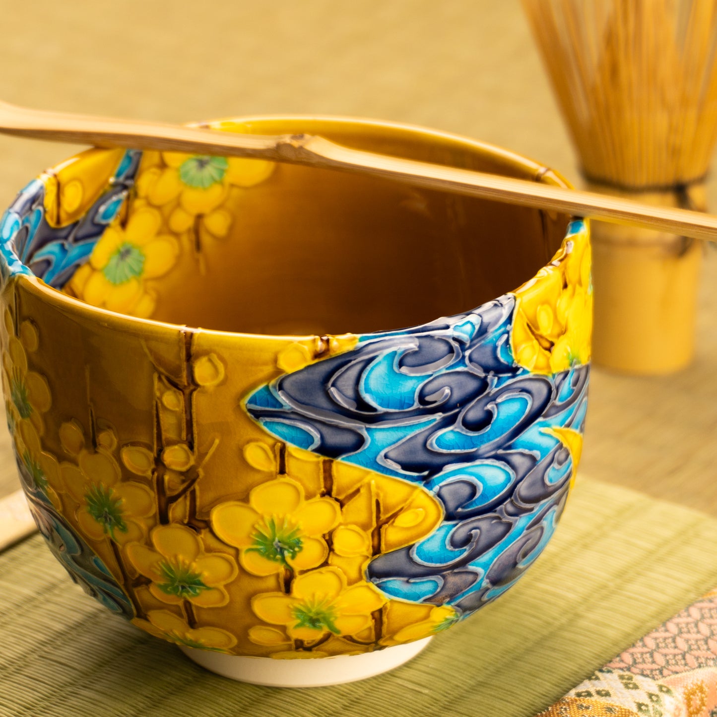 抹茶碗　梅に観世水　山本一如 KOTOPOTTER