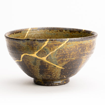 抹茶碗　柿の葉釉 "金継紋"　中村良二 KOTOPOTTER