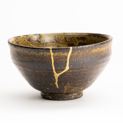抹茶碗　柿の葉釉 "金継紋"　中村良二 KOTOPOTTER