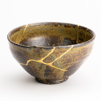 抹茶碗　柿の葉釉 "金継紋"　中村良二 KOTOPOTTER